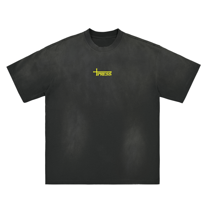 Monkey Washed Distressed Drop Shoulder Crew Neck T-Shirt - 270 GSM