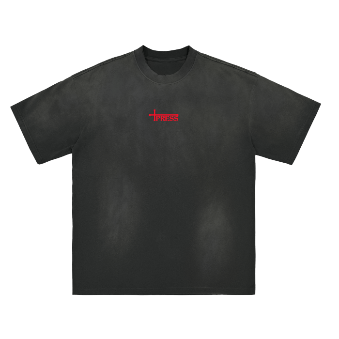 Monkey Washed Distressed Drop Shoulder Crew Neck T-Shirt - 270 GSM