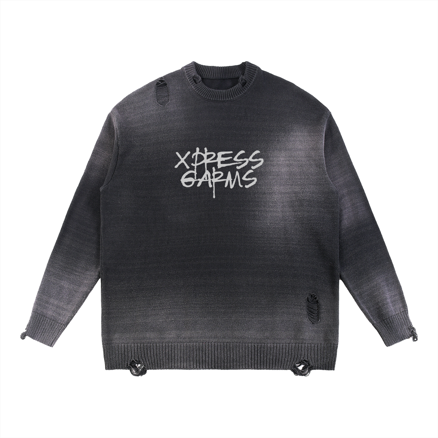 Sun Fade Distressed Ripped Crewneck sweater