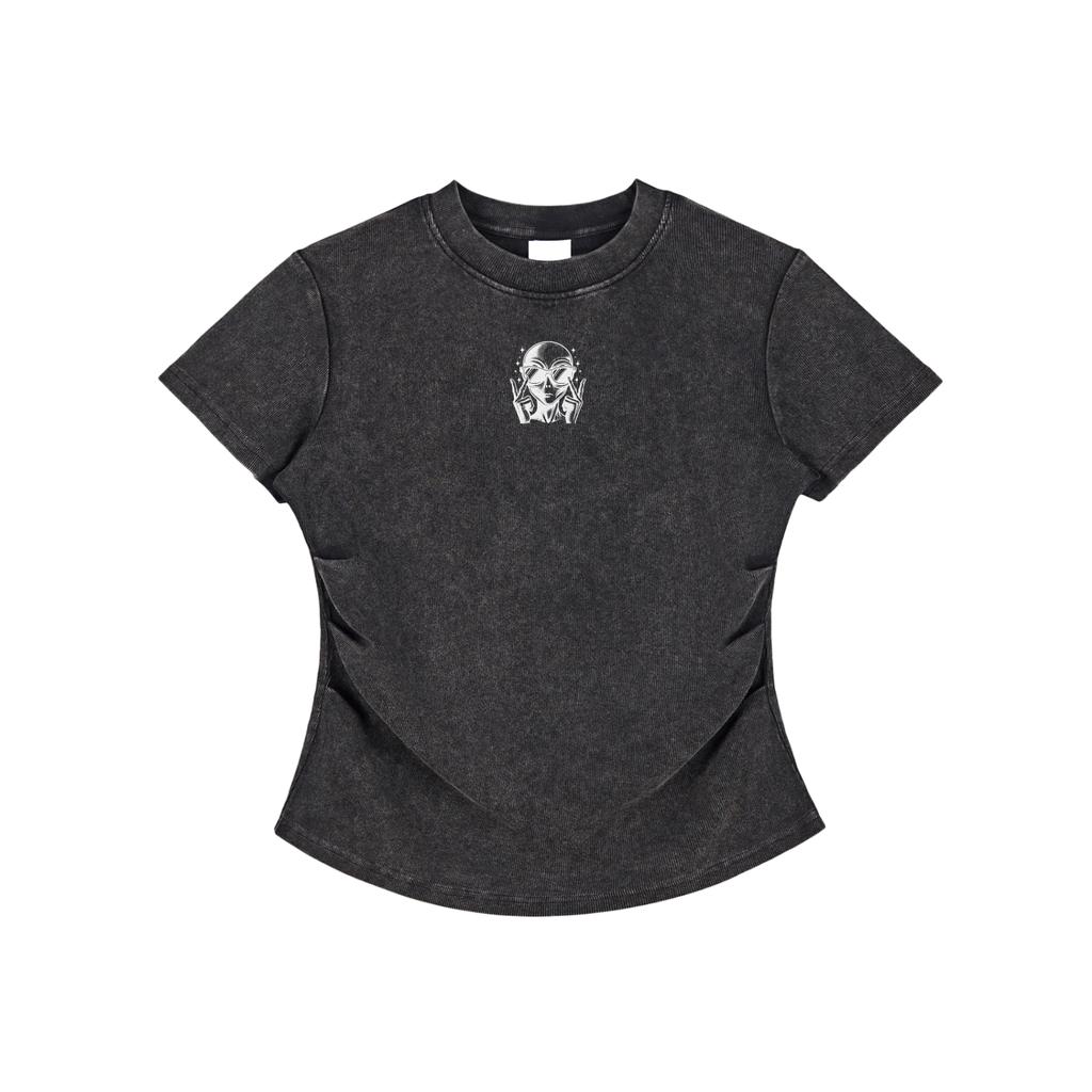 Vintage Washed Bodycon Cotton T-Shirt